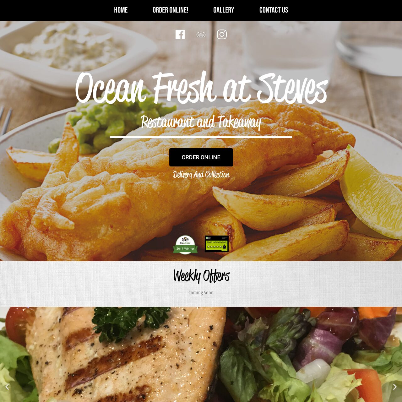 Ocean Fresh at Steves restaurant and takeaway website