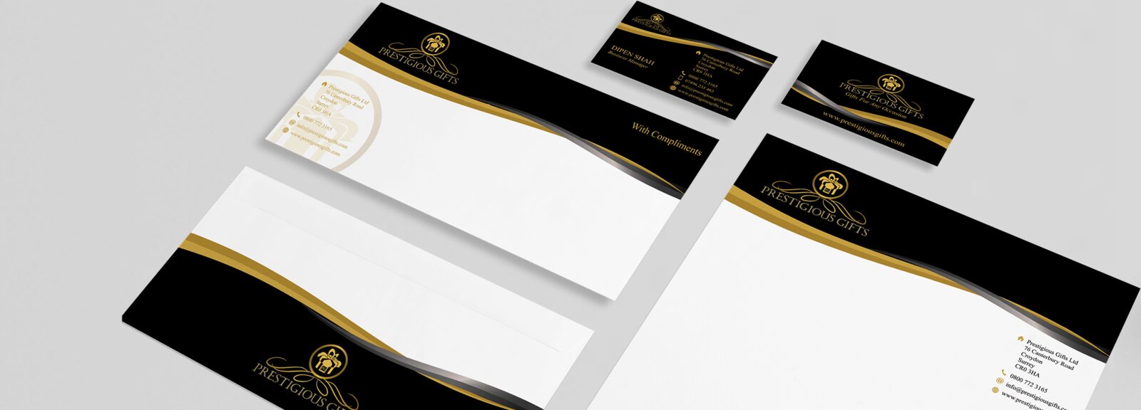 Letterheads, compliment slips and business cards in one branded set