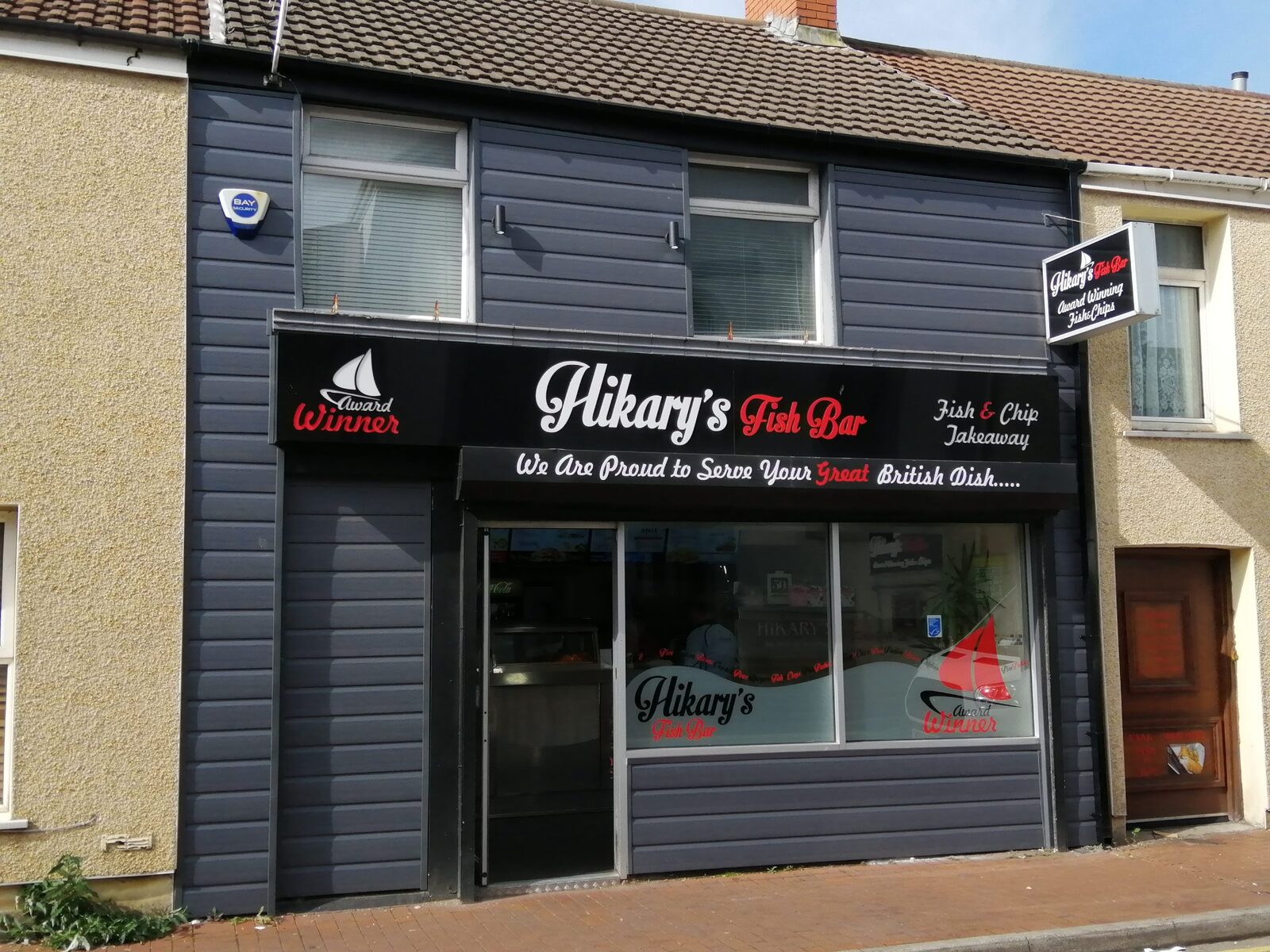 Hikary's Fish Bar illuminated panel tray shopfront sign