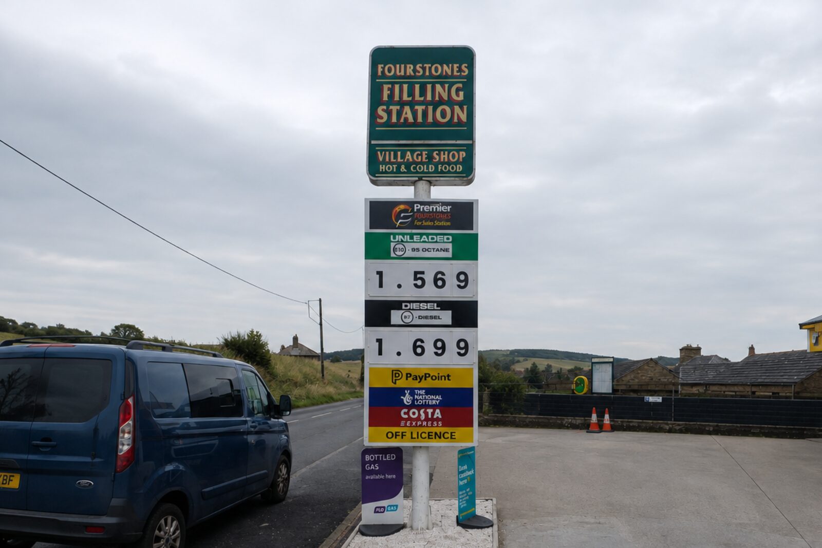 Fourstones Filling Station roadside totem